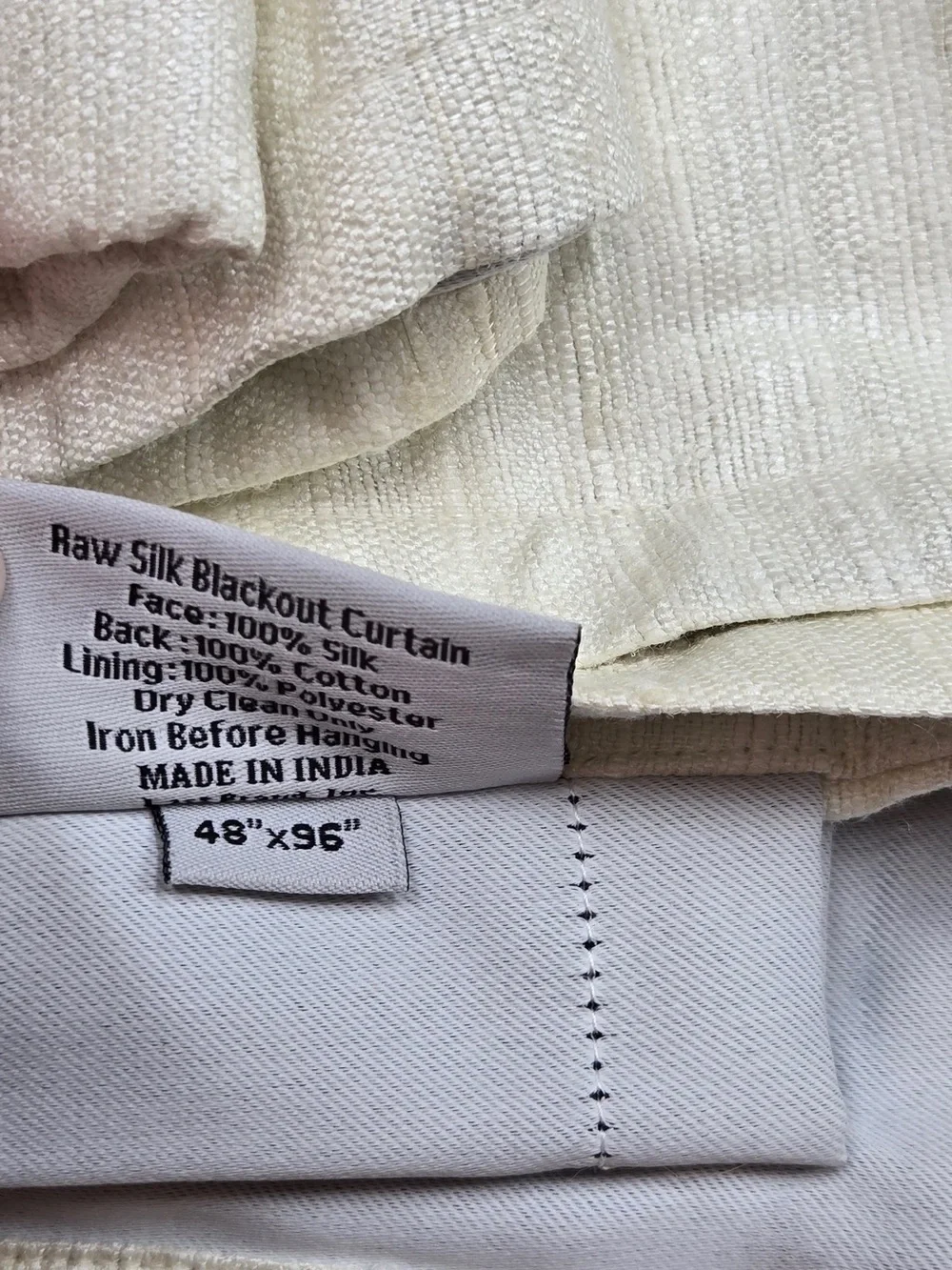 NWT QUINCE Set Of 2 48x96 Raw Silk True Blackout Curtains Ivory 8699
